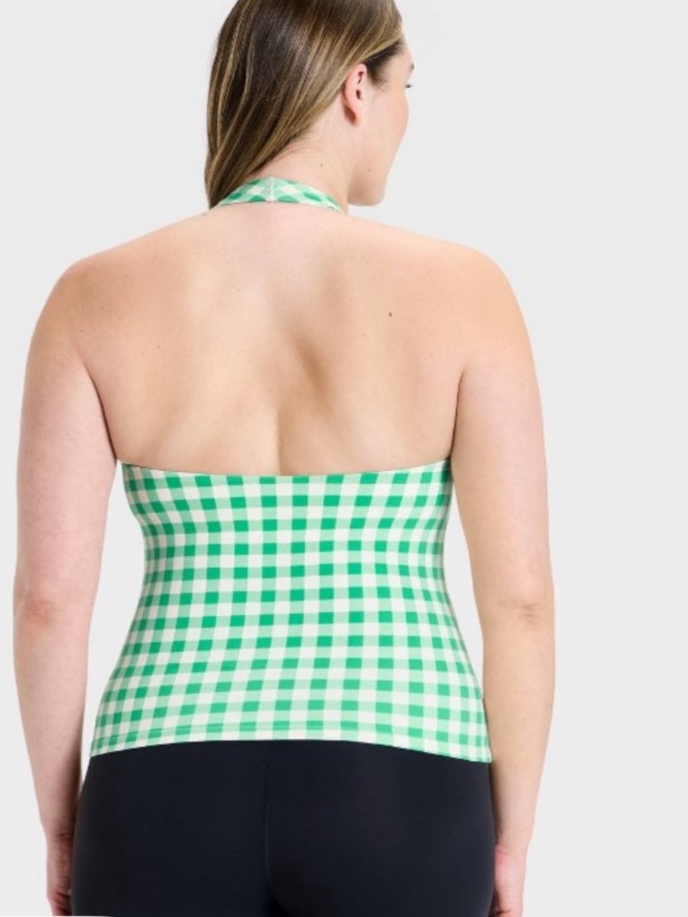 all in motion Green Gingham Tank & Solid Green Lounge Shorts Set - Picture 2 of 3